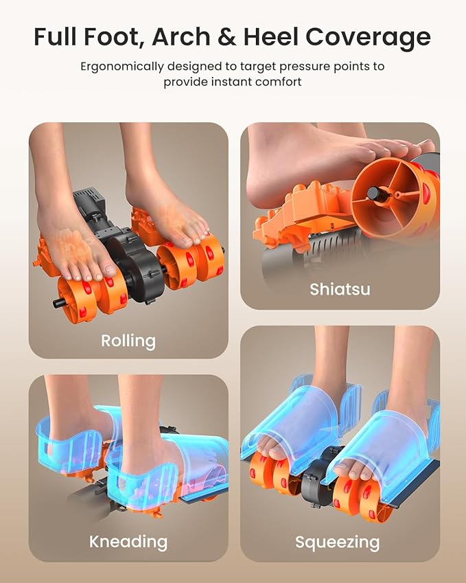 RENPHO Foot Massager Machine with Heat [2026 Upgraded], Shiatsu Foot Massager for Plantar Fasciitis, Birthday Gifts for Women, Wireless Control, Up to Size 13, BK