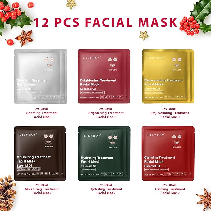 Facial Mask Set for Women and Girls Christmas Gifts - Luxury Facial Mask Kit, Bath and Body Gift Set for Women, Gift for Men | Perfect Gifts for Valentine's, Birthday, Mothers Day Gifts for Mom