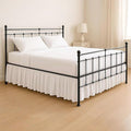 KRISHNA Ruffled Bed Skirt with Split Corners Queen, 100% Microfiber Hotel Quality, 21 Inch Drop Dust Ruffle Gathered Bedskirt with Platform, 60" x 80", White Stripe