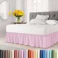 Wrap Around Dust Ruffle Bed Skirt - Light Pink - for Queen Size Beds with 18 Inch Drop - Elastic Strap - Adjustable Pleated Bedskirt with Brushed Fabric and Wrinkle Free - For Women, Men, Kids & Teens