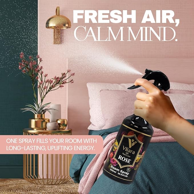 Room Spray Freshener - Long-Lasting Luxury Scents - Room and Linen Spray for Bedding, Sheets, Fabric, Furniture for Aromatherapy - 10.14 fl oz (Rose)