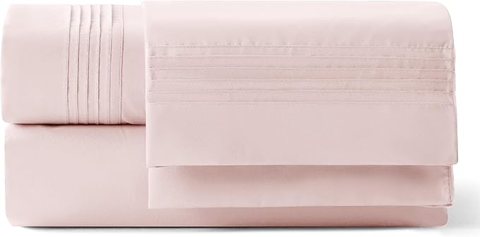 Bedsure Deep Pocket Full Size Bed Sheets Set - Fits Mattresses Up to 21 Inches Thick - 4 Piece GentleSoft Bed Sheets, Moisture Wicking, Cooling Bedsheet & Pillowcases, Easy & Secure Fit, Blush Pink