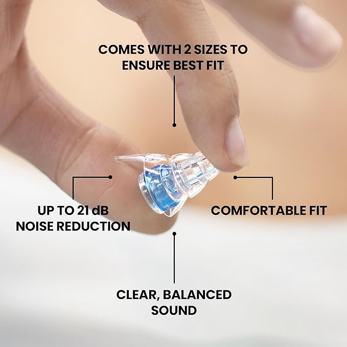 Eargasm High Fidelity Earplugs with Blue Filters - Reusable Noise Reduction Hearing Protection Ear-Plugs with Carrying Case for Concerts, Festivals, Raves, Musicians, Live Music, Sporting Events