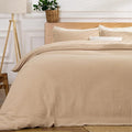 100% Sandwashed Cotton Twin Duvet Cover, Soft Twin Size Duvet Cover Set 3 Pieces with Zipper Clousre & Corner Buttons (Linen, Twin 69 x 90)