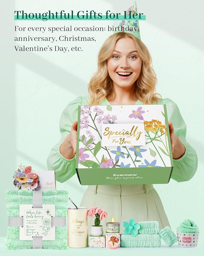 Get Well Gifts for Women, Care Package Happy Birthday Gifts for Women, Relaxing Spa Gift Baskets, Get Well Soon Gift Basket Sympathy Gift Baskets Thank You Gifts for Mom, Wife, Sister, Friends