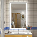 SMIROR LED Bathroom Mirror with Lights 24"x 36", Rounded Rectangle Lighted Vanity Mirror for Wall, Front Lit and Backlit, 3 Colors, Dimmable, Anti-Fog, Tempered Glass (Horizontally/Vertically)