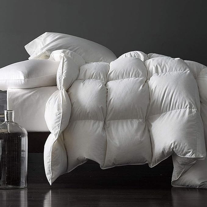 Royoliving Premium Feathers Down Duvet Insert Comforter California King Size Heavyweight Thickened Winter White 100% Cotton Cover with Corner Tabs (108x98, 77 oz)