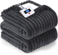 SEALY Electric Blanket Full Size, Soft Ribbed Flannel to Sherpa Reversible Heated Blanket with 10 Heat Settings & 1-12 Hours Auto-Off Overheat Protection, Machine Washable, 72"x84" Charcoal