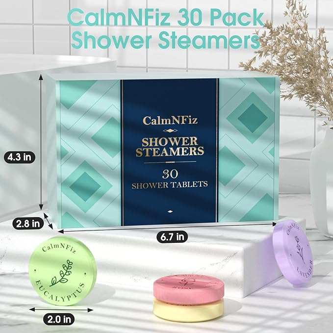 60 Pack Shower Steamers, Shower Bath Bombs with Natural Fragrance - Holiday Presents – Self-Care Presents for Women and Men, Relaxation Birthday Presents