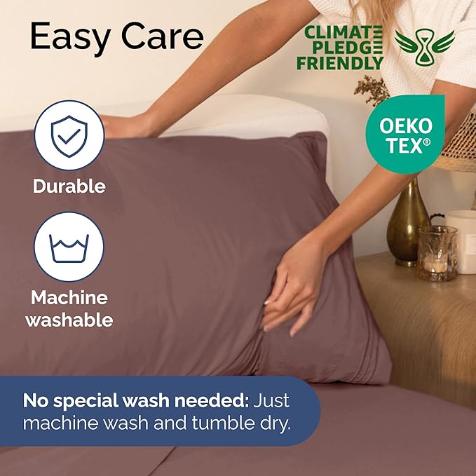 Twin Size 3 Piece Sheet Set - Extra Soft, Breathable & Cooling Sheets - Hotel Luxury Durable Bed Sheets for Women & Men - Deep Pockets, Easy-Fit & Wrinkle-Free Sheets - Clay Oeko-Tex Bed Sheet Set