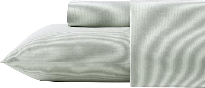 Tommy Bahama - King Sheets, Washed Percale Cotton Bedding Set, Soft & Breathable Bedroom Decor with Deep Pockets (Island Cays Stripe Green, King)