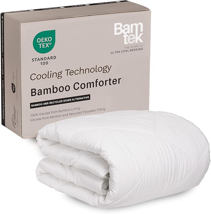 100% Viscose Derived from Bamboo Comforter, Cooling Comforter, Duvet Insert, Breathable, Extra Fluffy, Lightweight Comforters, Queen Size