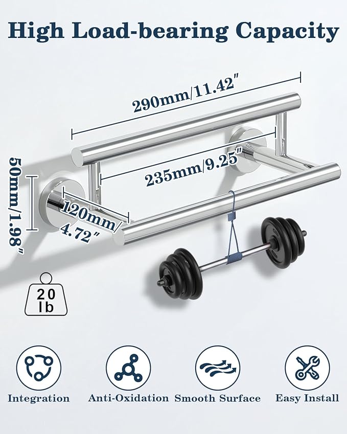 Alise Double Bath Towel Bars,12 Inch Towel Racks for Bathroom,SUS304 Stainless Steel Towel Holder,Towel Holder Wall Mount,Toilet Kitchen Towel Rod,Polished Chrome Towel Rail,GYT6902-300-C