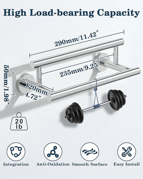 Alise Double Bath Towel Bars,12 Inch Towel Racks for Bathroom,SUS304 Stainless Steel Towel Holder,Towel Holder Wall Mount,Toilet Kitchen Towel Rod,Polished Chrome Towel Rail,GYT6902-300-C