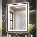 20x28 LED Bathroom Mirror for Wall, Black (Metal, Aluminum) Framed, Front Light and Backlit, 3 Colors and Dimmable Vanity Mirror, Anti-Fog, Shatter-Proof, Memory (Horizontal/Vertical)