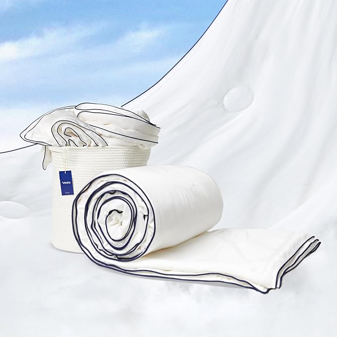 Vesta Heavyweight Silk Comforter, Overfilled Duvet Insert for Cold Sleepers & Winter, 100% Silk Fill with 100% Cotton Shell, Moisture-Wicking, King Size (White, Silk Weight: 5.3lbs)