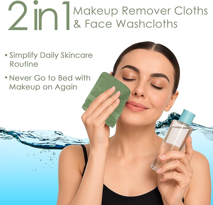 DAN RIVER 12-Pack Premium 100% Cotton SAGE Green Face Towels – Reusable Face Towel Set, Soft & Absorbent Body wash Cloths – Hand and Face Towels, 550 GSM (12x12 in)