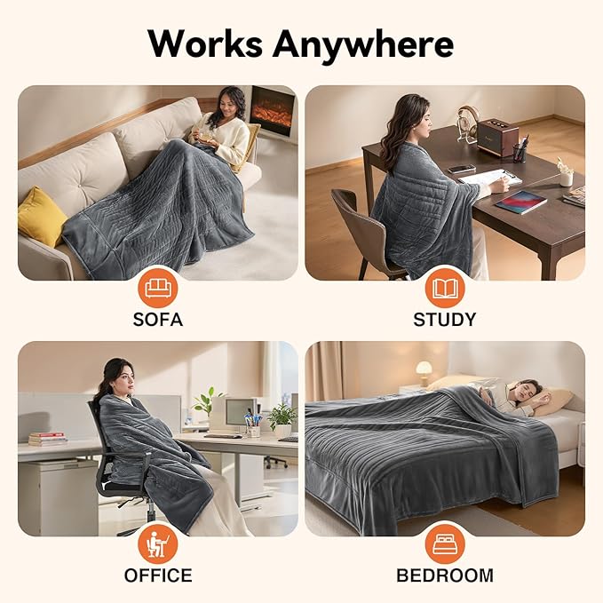 Heated Blanket Throw, Ultra Soft Flannel Electric Blanket, Consistent & Even Heating, Heated Throw with 8 Heat Levels 8-Hour Auto Off, Overheat Protection, Warm Gifts for Grandma (50"x60")