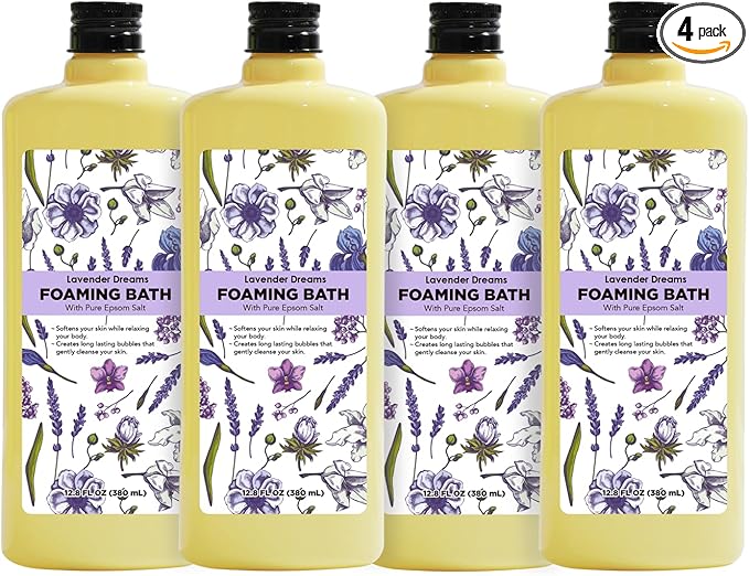 Bubble Bath for Women, Lavender Scented Bubble Bath Gifts Set, Foaming Bath Mother's Day Gifts for Mom, 51.2 fl oz (Pack of 4)