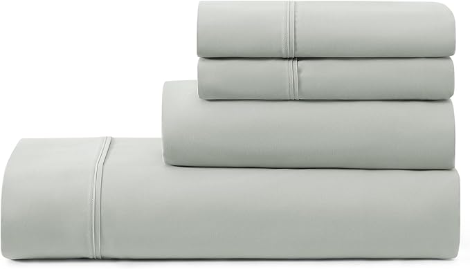 UGG King Sheet Set 4-Piece Luxury Cooling Sheets Deep Pockets Premium Bedding with 2 Pillow Shams Hypoallergenic Machine Washable Soft Lightweight Bed Set for Bedroom, King, Mineral Green (Hedi)