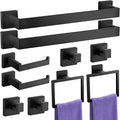 10-Pieces Towel Racks for Bathroom, Matte Black Bathroom Accessory Set, Stainless Steel Black Bathroom Accessories, SUS304 Stainless Steel Wall Mounted, Bath Towel Bar Set