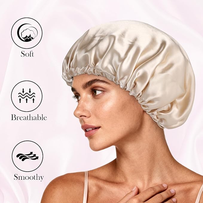 Satin Bonnet Double Layer Silk Bonnet for Sleeping Women Hair Care for Natural Curly