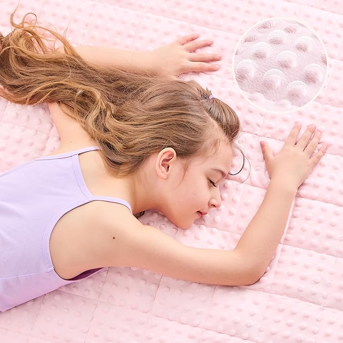 yescool Pink Weighted Blanket 7 Pounds Twin Size Cooling Weighted Throw Blanket, Minky Heavy Blankets Warm Weighted Comforter, Big Washable Thick Blankets Gift for 60-90lbs, 40 * 60in