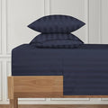 URBANHUT 1000 Thread Count Damask Striped King Sheet Set Egyptian Cotton Sheets, Long Staple Soft & Breathable, 4 Pcs Bed Sheet Sets, Luxury Hotel Sateen Sheets Fits 16" Deep Pocket - Navy Blue