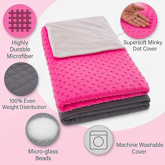 hazli Super-Soft Kids Weighted Blanket 7 Pounds - Weighted Blanket for Kids - Easy to Clean, Washable Minky Cover - 41x60 Inches 7lbs Child - Small Heavy Blanket for Girls and Boys