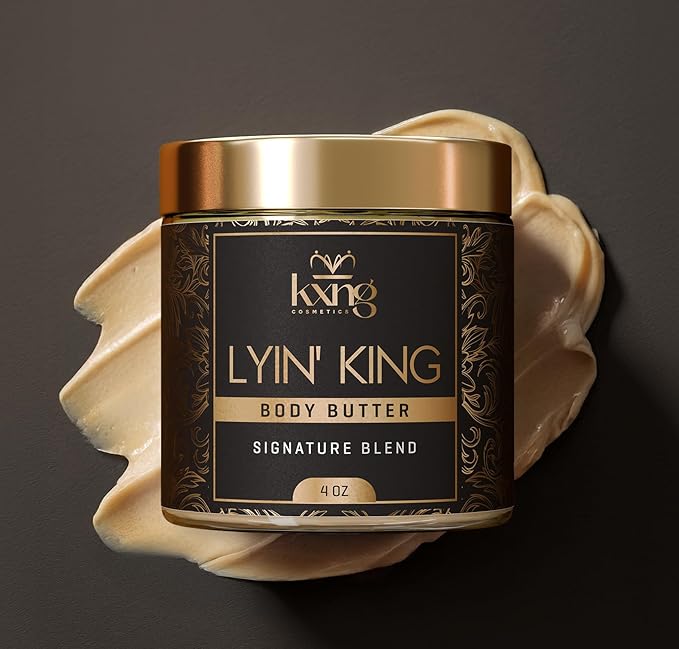KXNG Cosmetics, Body Butter, Organic Skin Care for Men and Women, Body Moisturizer Lotions and Creams, Raw Shea Butter, Cocoa Butter, Mango, Coconut Oil, Hand, Foot, All Skin Types (Lyin’ King)