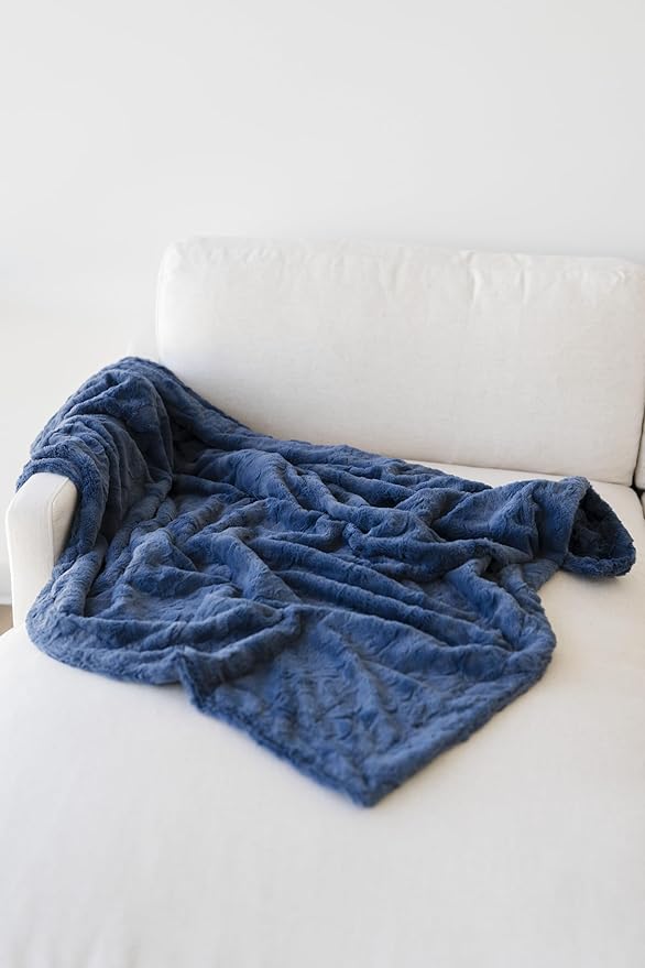 GRACED SOFT LUXURIES Throw Blanket Oversized Warm Cozy Comfy Cuddly Elegant Softest Faux Fur for Home, Couch, Bed, Sofa, Chair, Travel (XL 60" x 80", Blue)