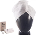 100% Turkish Cotton Hair Towel Wrap for Women,Non Microfiber,400-GSM(Grams per Square Metre),AntiFrizz,Hair Plop Waffle Towels for Curly,Long&Thick Hairs,Turban Head Wrap,1Pack10x26inc(White)