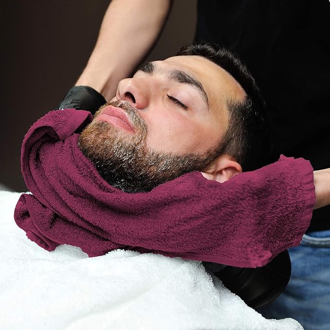 Arkwright Bleach Proof Salon Towels Bulk - Case of 144 - Highly Absorbent, 100% Cotton, Quick Dry Spa Face Towel for Hair Stylist, Barber, Pedicure, and Esthetician, 16 x 28 in, Burgundy