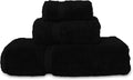 Luxury Hotel & Spa Quality Collection, Quick Dry 100% Turkish Cotton, 750+ GSM, Eco Friendly Towel Set, Bathroom and Kitchen Dobby Border Towels, Bath Towel, Hand Towel, Washcloths (3 Piece, Black)