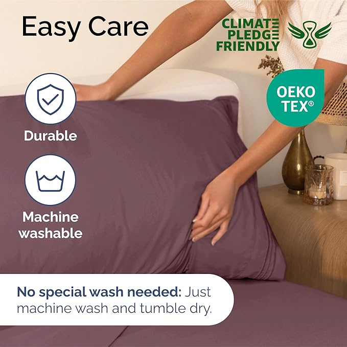 King Size 4 Piece Sheet Set - Extra Soft, Breathable & Cooling Sheets - Hotel Luxury Durable Bed Sheets for Women & Men - Deep Pockets, Easy-Fit & Wrinkle-Free Sheets - Cool Plum Oeko-Tex Bed Sheets