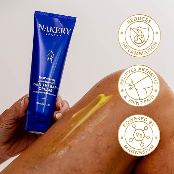 Nakery SkinRecovery Ultra Strength Massage Cream - Muscle Relaxer Cream & Magnesium Cream for Leg Cramps with Menthol - Fast Absorbing Feet Cream - Non-Sticky Leg Cramp Cream for Soothing Comfort