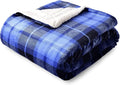 SOCHOW Sherpa Plaid Fleece Throw Blanket, Double-Sided Super Soft Luxurious Bedding Blanket 50 x 60 inches, Blue