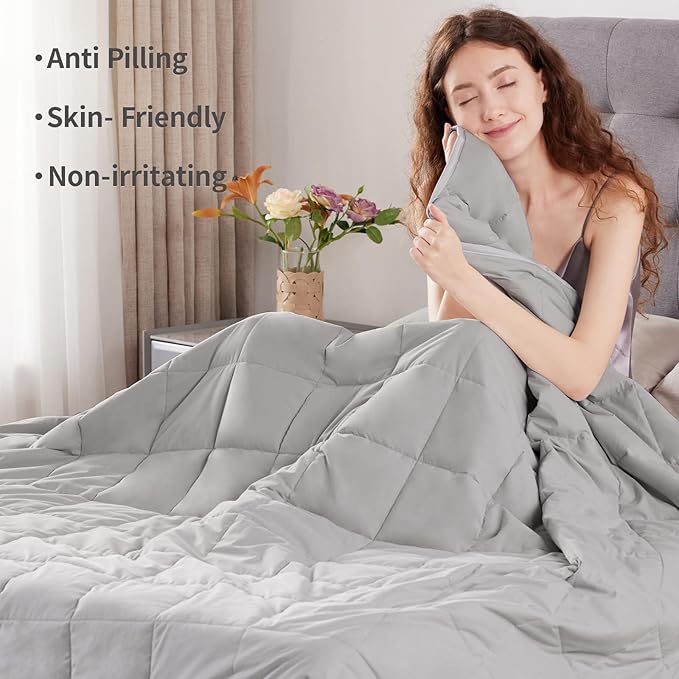 Weighted Blanket Queen Size (60"x80" 17lbs),Ultra Soft and Cozy Cooling Weighted Blanket Queen Size for Adult,Heavy Blanket with Machine Washable Soft Blanket, Stone Grey