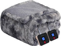 Westinghouse Electric Blanket Queen, Faux Fur Heated Blanket with 10 Heating Levels & 1-12 Hours Auto Off, Soft Cozy Sherpa Heated Blanket Washable Blanket (84" x 90" Queen Size, Grey)