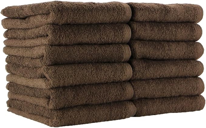 Arkwright Bleach Proof Salon Towels - Pack of 12 - Highly Absorbent, 100% Cotton, Quick Dry Spa Face Towel for Hair Stylist, Barber, Pedicure, and Esthetician, 16 x 27 in, Brown