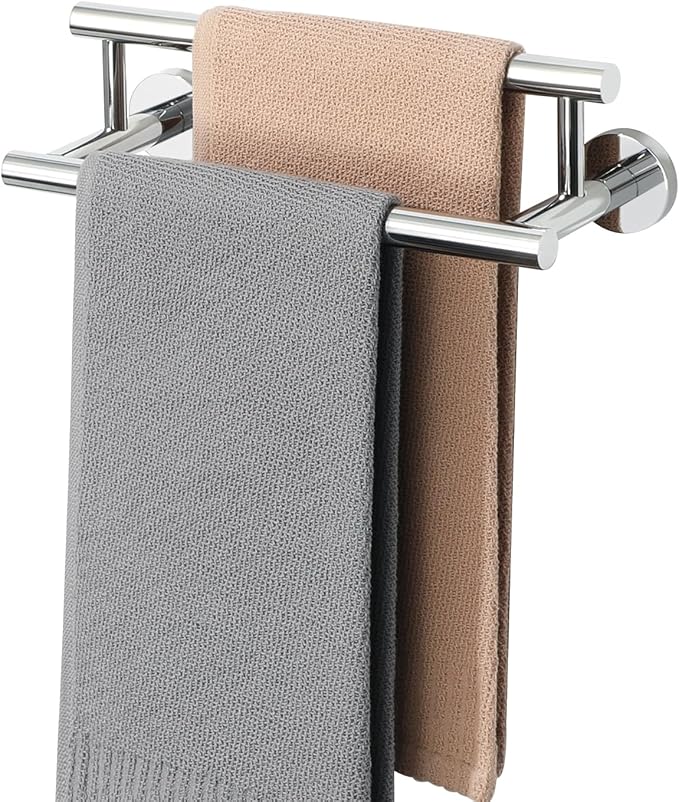 Alise Double Bath Towel Bars,12 Inch Towel Racks for Bathroom,SUS304 Stainless Steel Towel Holder,Towel Holder Wall Mount,Toilet Kitchen Towel Rod,Polished Chrome Towel Rail,GYT6902-300-C