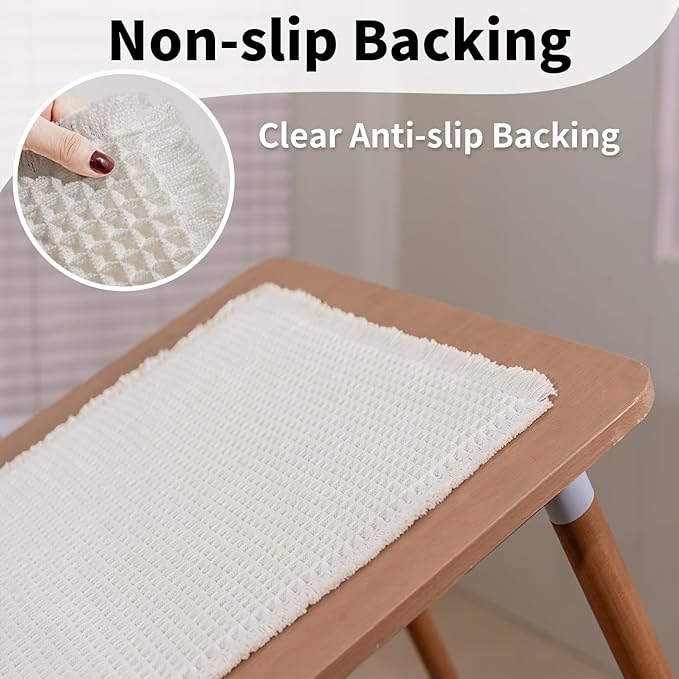 White Bathroom Rugs, Waffle Bath Mat Non Slip Washable, Super Absorbent & Quick Dry, Small Boho Bath Mat Farmhouse Bathroom Decor, 18'' x 30'', White