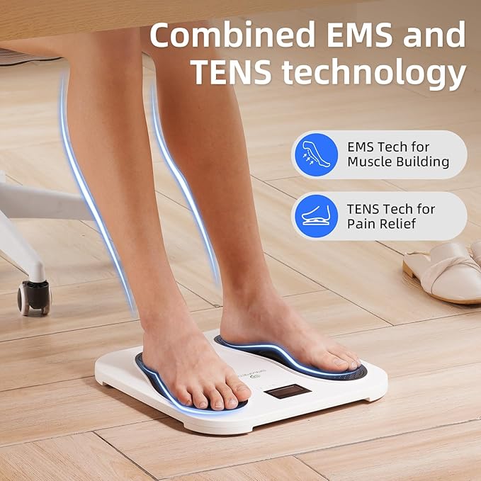 Transcutaneous Electrical Nerve Stimulator, Foot Massager, TENS & EMS for Pain Relief, 10 Modes and 20 Levels with Remote Control, Neuropathy, Relieve Swelling, Cramps, Plantar Fasciitis