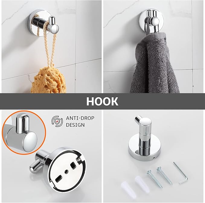 BGL Bathroom Hardware Set Chrome Bathroom Accessory Set Towel Bar 8 Pieces Set