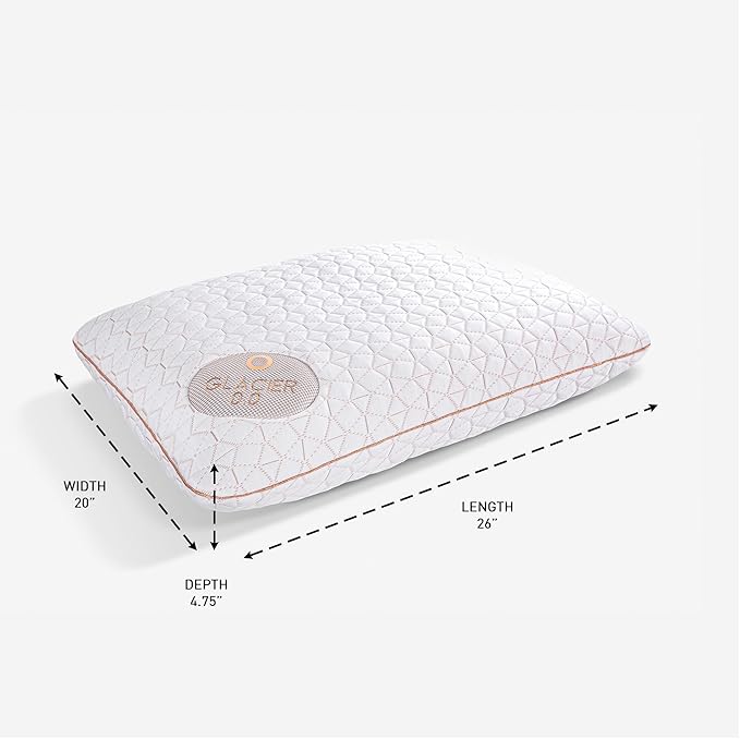 Bedgear Glacier Performance Pillow - Size 0.0 - Cooling Pillow for Hot Sleepers - Back, Stomach, Side Sleeper Pillow - 20" W x 26" L x 4.75" H