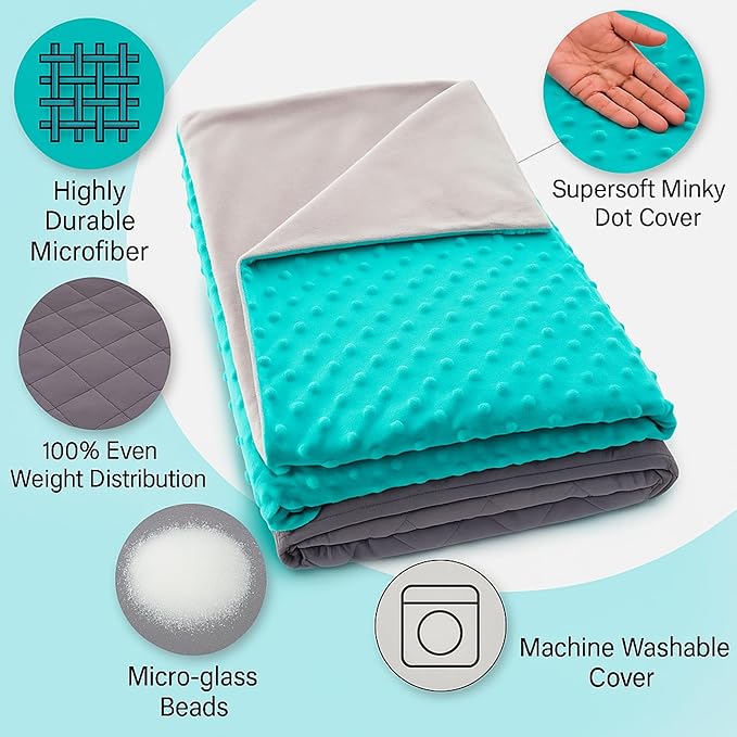 hazli Super-Soft Kids Weighted Blanket 5 Pounds - Weighted Blanket for Kids - Easy to Clean, Washable Minky Cover - 36x48 Inches 5lbs Child - Small Heavy Blanket for Girls and Boys