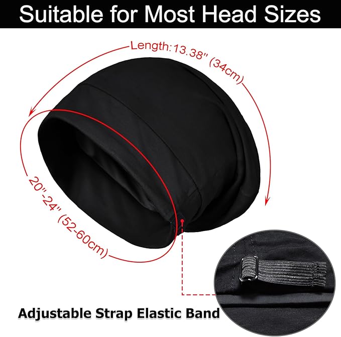 Sleep Cap Bonnet for Sleeping Black Women Men, Adjustable Cooling Lining Bonnets for Curly Hair Wrap Braids Beanie Night Hat