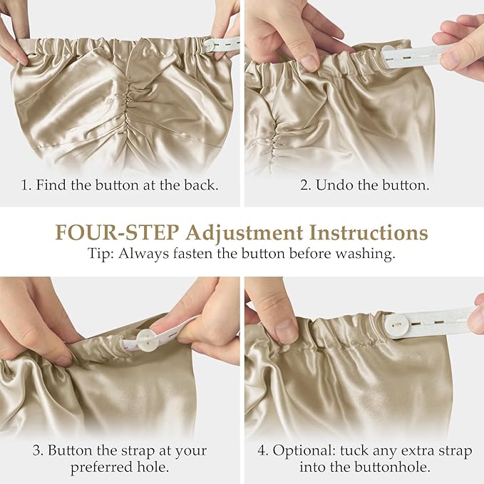 Silk Bonnet for Sleeping Women, 100% Mulberry Silk Sleep Cap with Elastic Band, Real Mulberry on Both Sides, Champagne