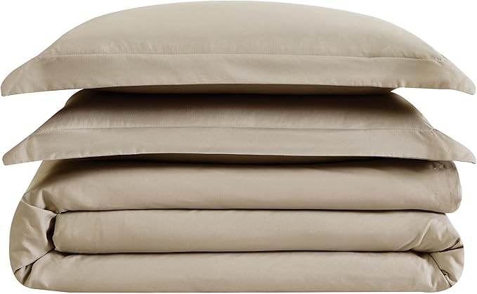 London Fog Garment Washed Solid Duvet Set Khaki Microfiber 2-Piece Twin XL Duvet Set, Solid Themed, Adult and Teen, Oeko-TEX Certified