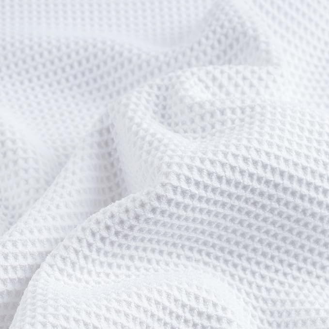 POLYTE Microfiber Oversize Quick Dry Lint Free Waffle Bath Towel for Body, 60 x 30 in, Set of 2